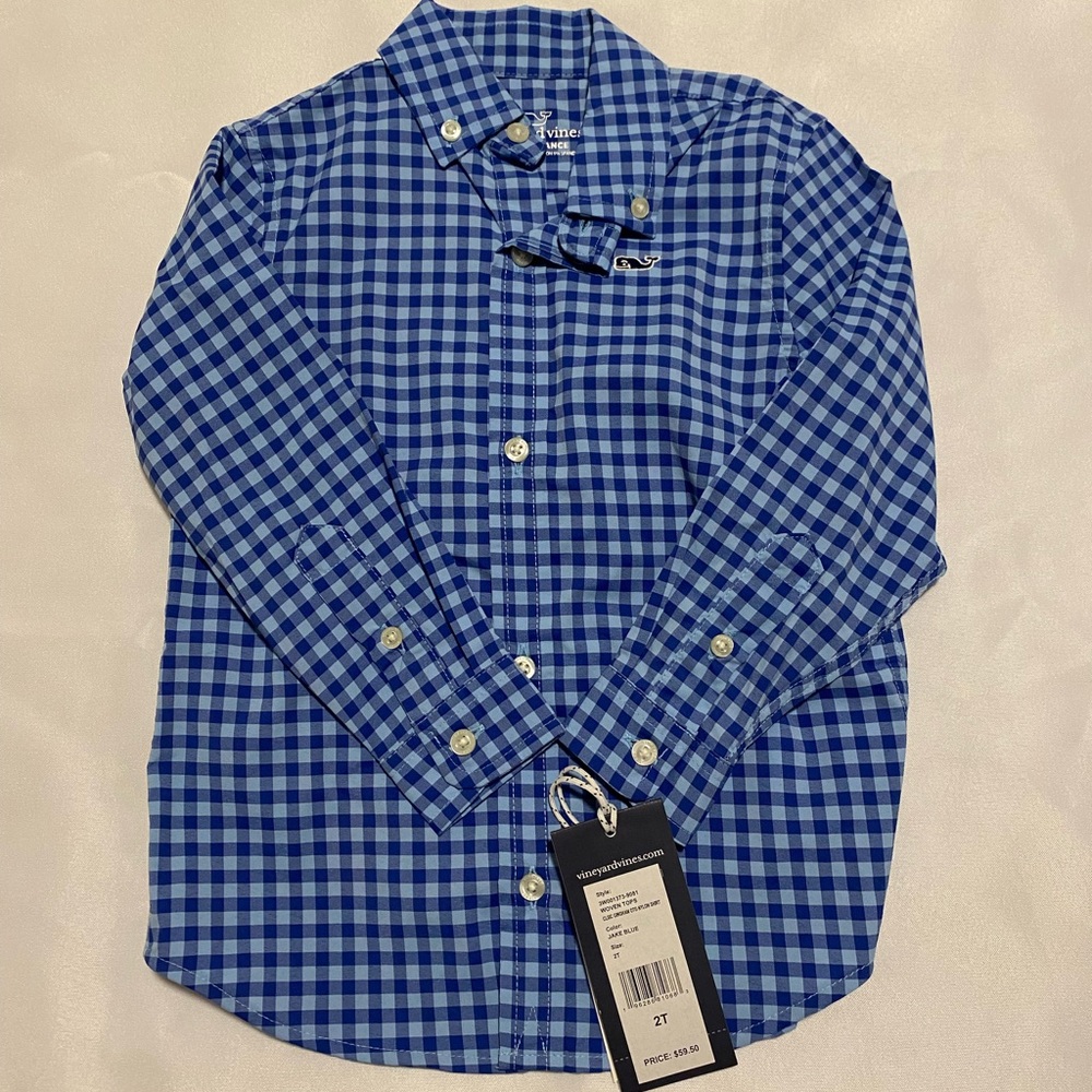 Vineyard Vines Blue and White Checkered Button Down Shirt